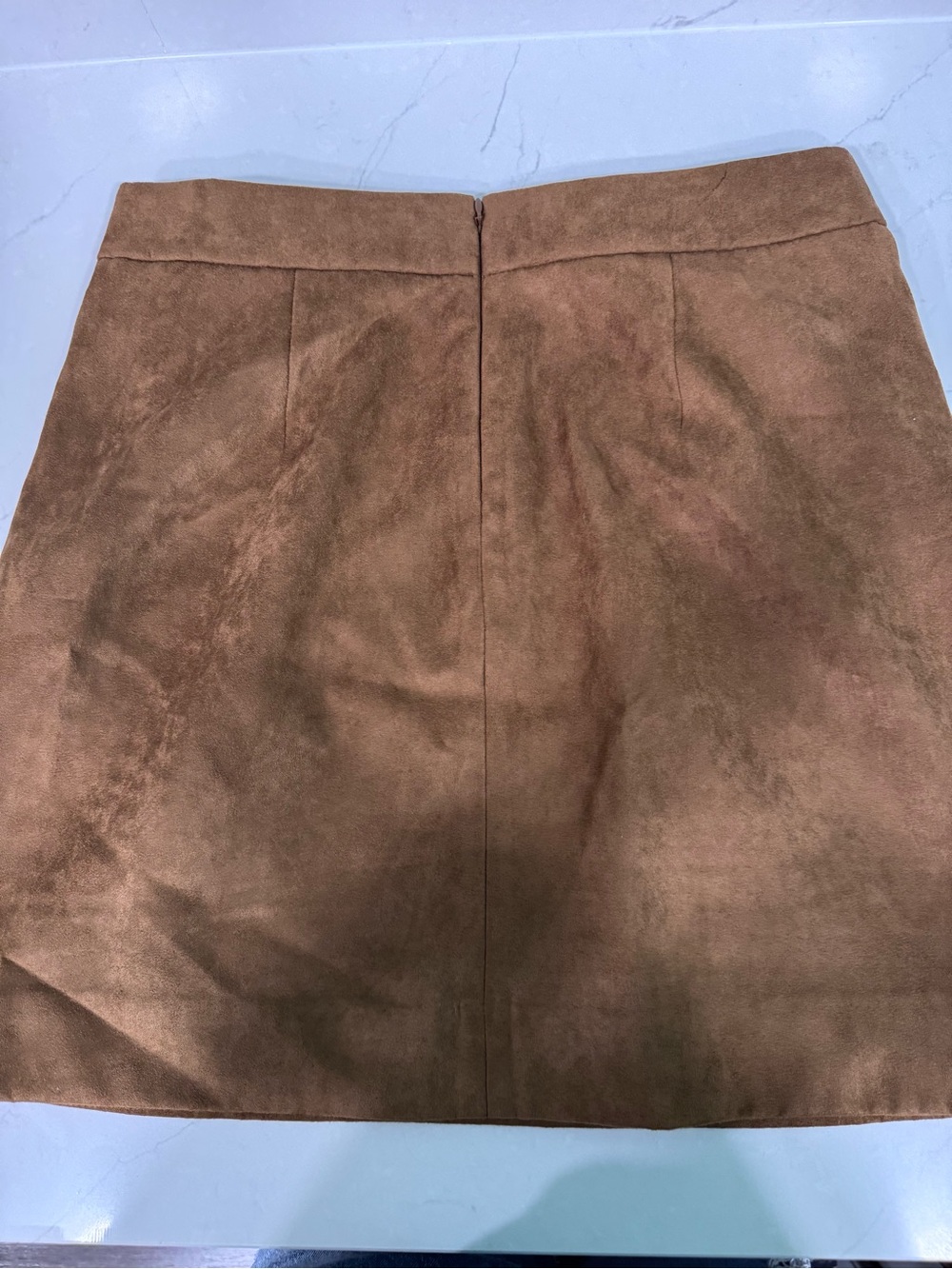 LOFT Brown Faux Suede Midi Skirt w Pockets